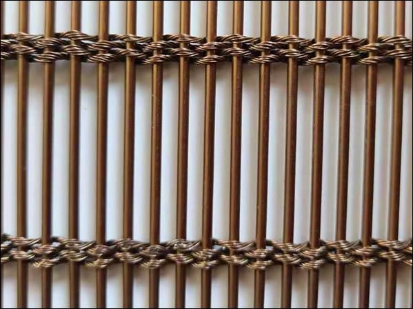 Bronze-Toned Twisted Rope and Straight Rod Architectural Decorative Mesh Panel